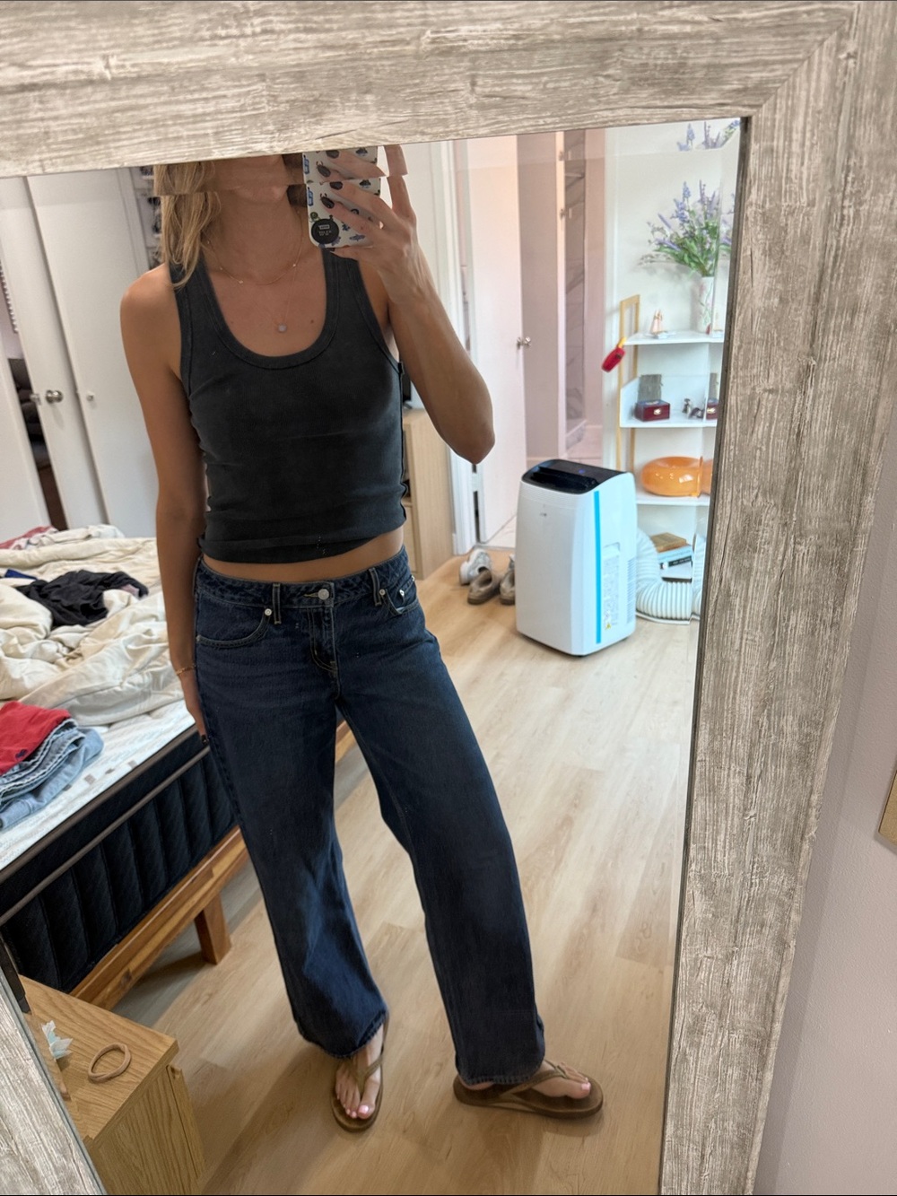 Free People Black Washed Scoop Neck Boyfriend Tank